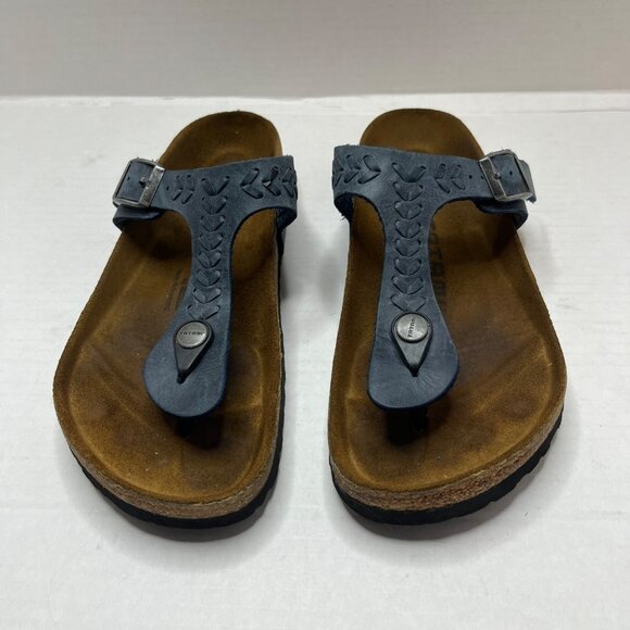 BIrkenstock Tatami Blue Braided Suede Thon Cork Sandals Size 36 - Picture 2 of 9